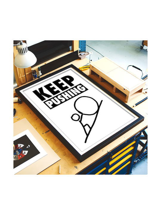 Quote Poster Keep Pushing Pq170 30cm X 40cm White Wooden Frame