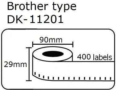 Compatible Brother Dk11201 Labels 29mmx90mm 400 Labels Per Roll 1 Piece