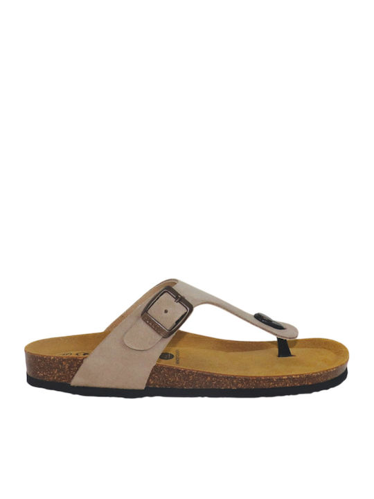 Plakton Leder Flache Damen Sandalen Beiges