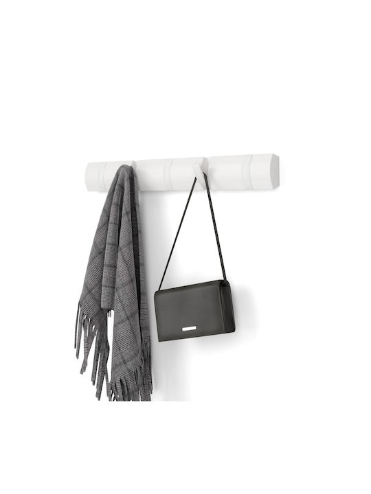 Umbra Wall Hanger Flip 5 Wooden 5 Hooks White 50.8x2.5x7.6cm