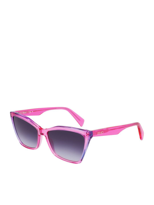 Liu Jo Woman Sunglasses with Pink Horn-Rimmed Frame and Pink Lens
