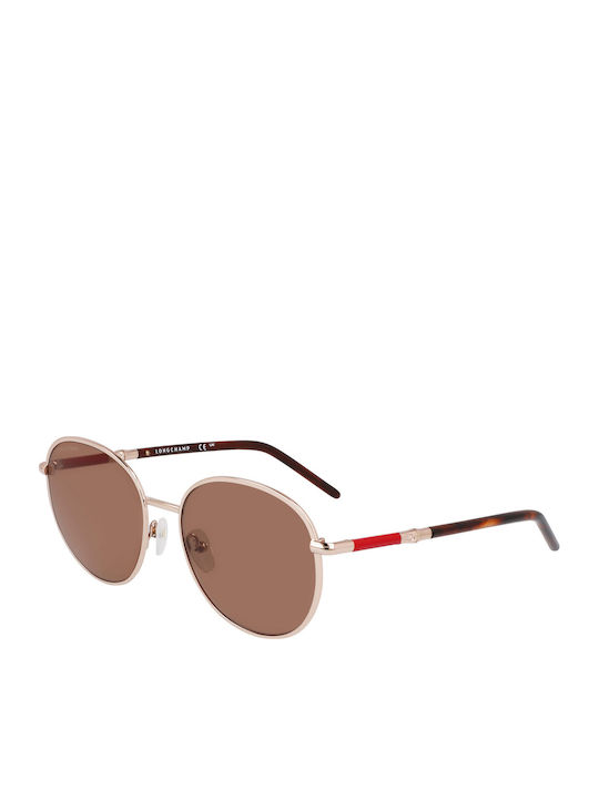 Longchamp Longchamp Damen Sonnenbrille mit Braunen Metallischen Rahmen und Braunen Gläsern