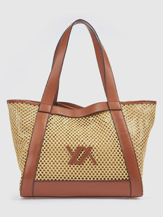 Fabric Women's Shoulder Bag Brown