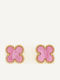 Sequoia Women's Steel Earrings Flower Design Gold Plated Ivory Coral