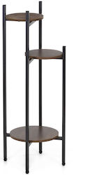 Flower Stand Round 3 Shelves Metal Mdf Structure 32x32x81 Cm Black