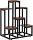 Suport pentru Plante 6 Rafturi Din Lemn Cadru Metalic 51x34x68 Cm Negru