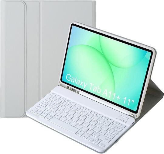 Αποσπώμενο Bluetooth Flip Cover με Πληκτρολόγιο στα Αγγλικά US Γκρι (Samsung Galaxy Tab A11 Plus)