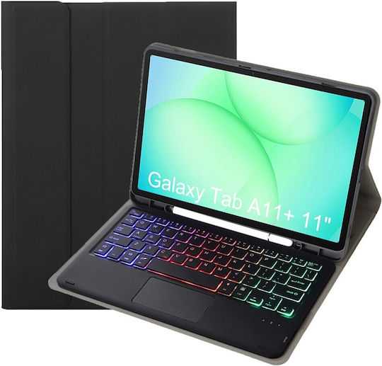 Abnehmbarer Bluetooth Klappdeckel mit Tastatur Schwarz für Samsung Galaxy Tab A11+