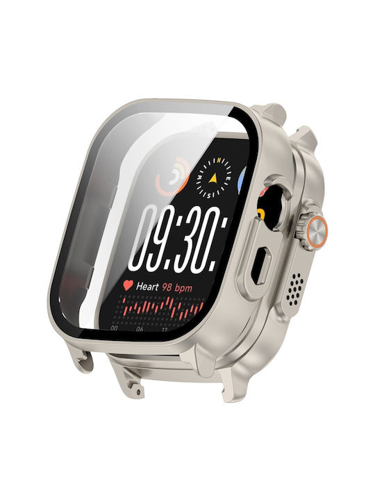 Пластмасов Калъф със Закалено Стъкло в Бежов Цвят за Realme Watch 5