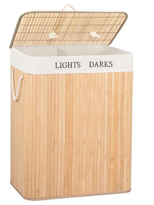 Wäschekorb Bamboo 105l mit Deckel 52x33x63cm Beiges
