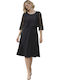Midi Abendkleid mit Spitze & Masche Schwarz