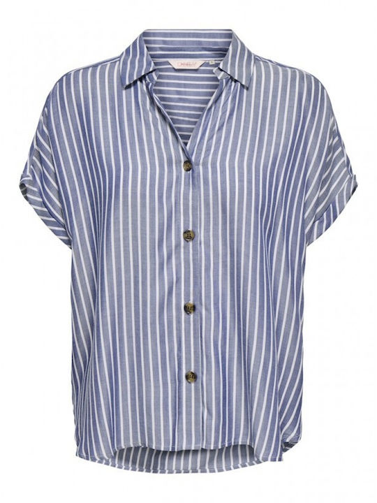 Short Sleeve Women's Shirt Medium Blue Denim