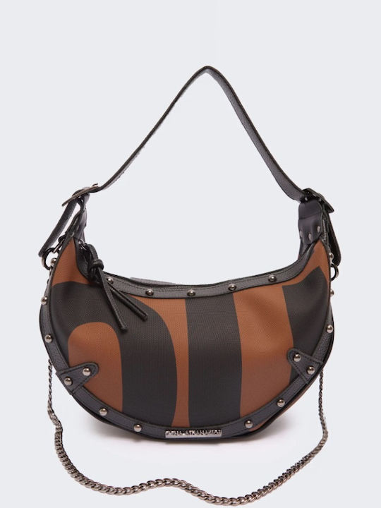 Ea Logo Baguette Fabric Women's Shoulder Bag Brown