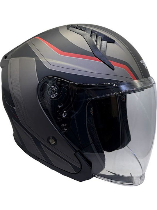 Faseed 620 Grey Black Matte Red Motorcycle Helm...