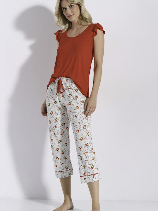 Jeannette Lingerie Summer Women's Pyjama Set Red