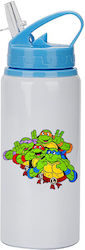 Teenage Mutant Ninja Turtles Water Bottle 600ml White Blue Cap Teenage Mutant Ninja Turtles Water Bottle 600ml White Blue Cap