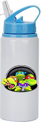 Teenage Mutant Ninja Turtles Water Bottle 600ml White Blue Cap Teenage Mutant Ninja Turtles Water Bottle 600ml White Blue Cap