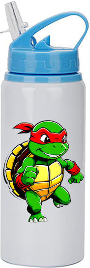 Kinder Trinkflasche Teenage Mutant Ninja Turtles 600ml Weiß Blau Deckel