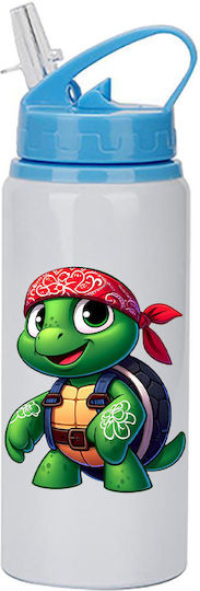 Kinder Trinkflasche Teenage Mutant Ninja Turtles 600ml Weiß Blau Deckel