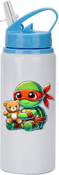 Teenage Mutant Ninja Turtles Water Bottle 600ml White Blue Cap Teenage Mutant Ninja Turtles Water Bottle 600ml White Blue Cap