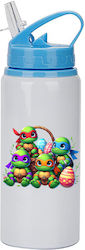 Teenage Mutant Ninja Turtles Water Bottle 600ml White Blue Cap Teenage Mutant Ninja Turtles Water Bottle 600ml White Blue Cap