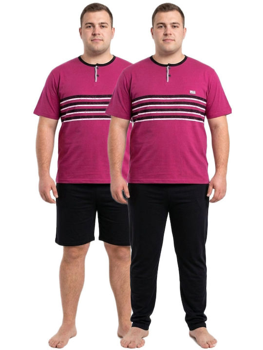 Billy Sommer Herrenpyjama Baumwollene Burgundische