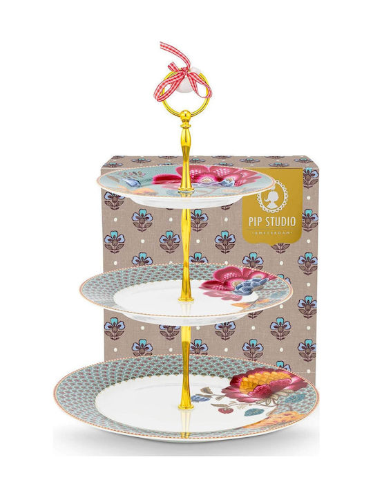 PiP Studio Εταζέρα από Πορσελάνη Μπλε Ø17cm Π21xΜ26.5cm