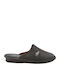 Leather Winter Men's Black Slippers 13581-Black