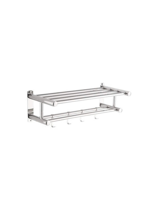 Conset Double Wall-Mounted Bathroom Shelf Unit with Screws Silver