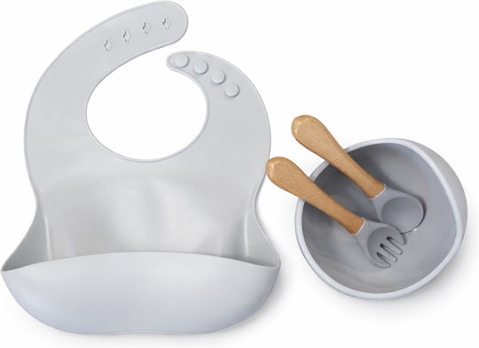 Baby Donkey Feeding Set Made of Plastic with Anti-Slip Base Gray 4pcs
