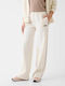 Damen Jogginghosen Hoch Taille Breit Ecru