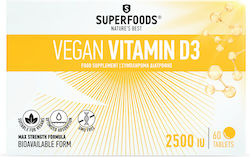 Superfoods Vitamin D3 Vegan Βιταμίνη 2500 iu 60 ταμπλέτες