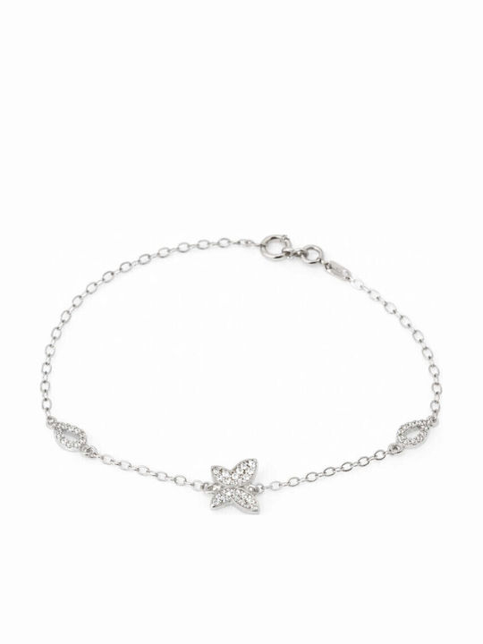 Kids Bracelet Made of 9K White Gold with Butterfly Stones for Baby Girl