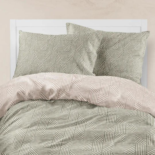 Borea Σετ Σεντόνια Μονά Βαμβακερά Λαδί 160x240cm 2τμχ