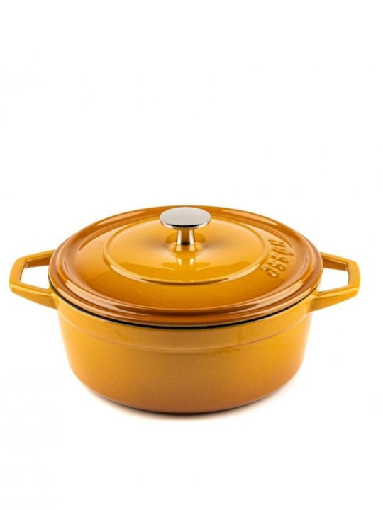 Hosse Deep Cast Iron Pot 0.765lt / 12cm Yellow
