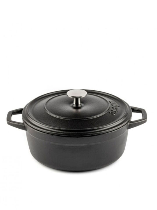 Hosse Deep Cast Iron Pot 0.765lt / 12cm Black
