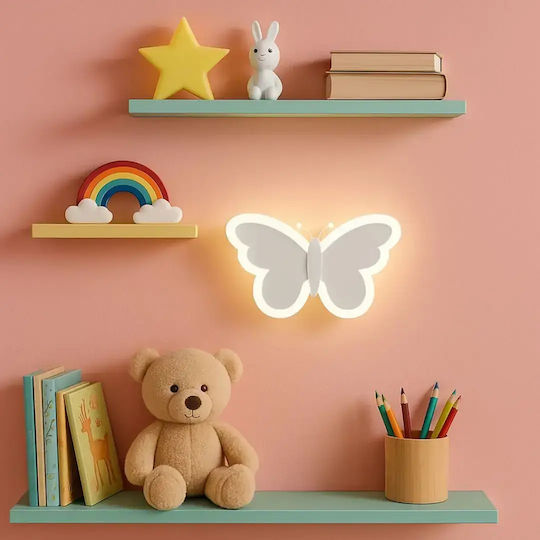 Διακοσμητικό Απλίκα Butterfly Λευκό Με Led 3 Χρωμάτων 20x12cm