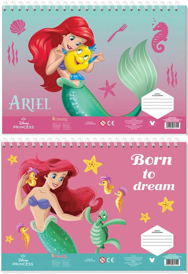 Drawing Pads Diakakis 40 Sheets Disney Princess Ariel 23x33cm Stickers Stencils 000565864 Two Designs