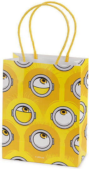 PartyDeco Paper Gift Bag with Minions Theme Yellow 12x6x15.5cm 6 Pieces