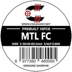 Coilology Mtl Fused Clapton Sandvik Ni80 10 Pts