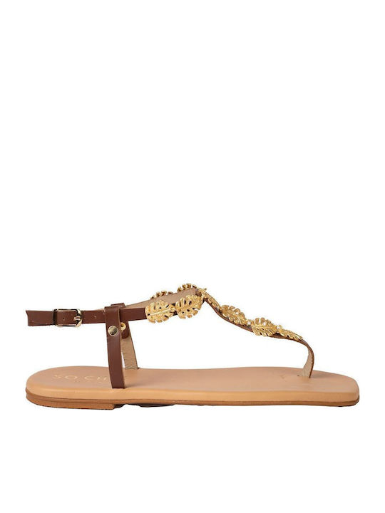 So Chic By Vsk Leather Sandals Brown