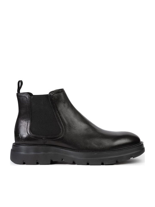 19V69 Ghete Chelsea Negre Din Piele