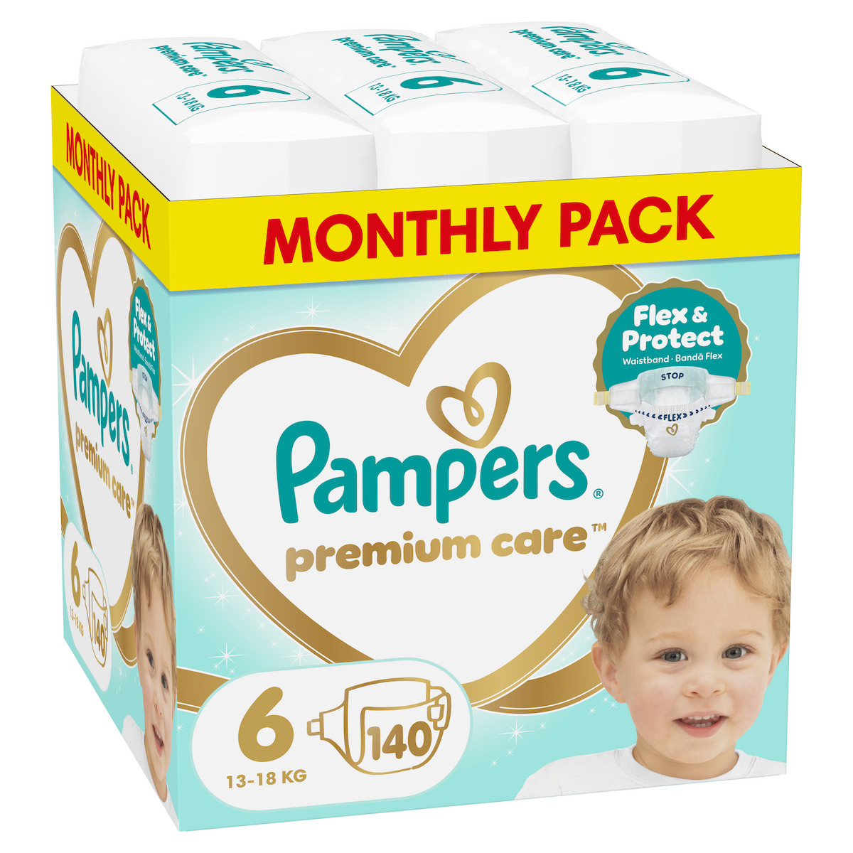 Pampers Πάνες με Αυτοκόλλητο Premium Care Monthly Pack No. 6 για 13-18kg 140τμχ