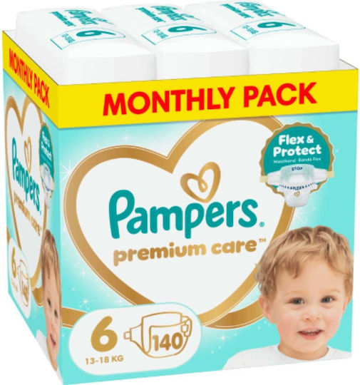 Pampers Памперси с Лента Premium Care Monthly Pack No. 6 за 13-18kg 140бр