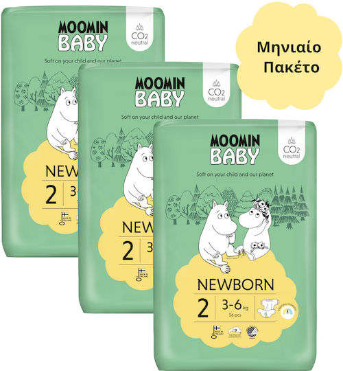 Muumi Baby Πάνες με Αυτοκόλλητο Monthly Pack No. 2 για 3-6kg 168τμχ