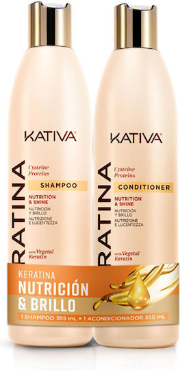 Kativa Set Pentru Păr Cu Keratină Șampon Și Balsam 2 Bucăți