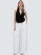 Women's Fabric Trousers in Straight Leg Beige