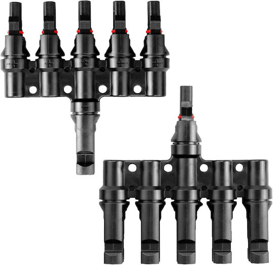 Conector Splitter Tip T Mc4 Solar 1 La 5 – Pereche M→fffff + F→mmmmm 1500v Dc 50a Ip68 Material Ppo Rezistent Uv Cablu 2.5 Mm² 4 Mm² 6 Mm² – Onuvio