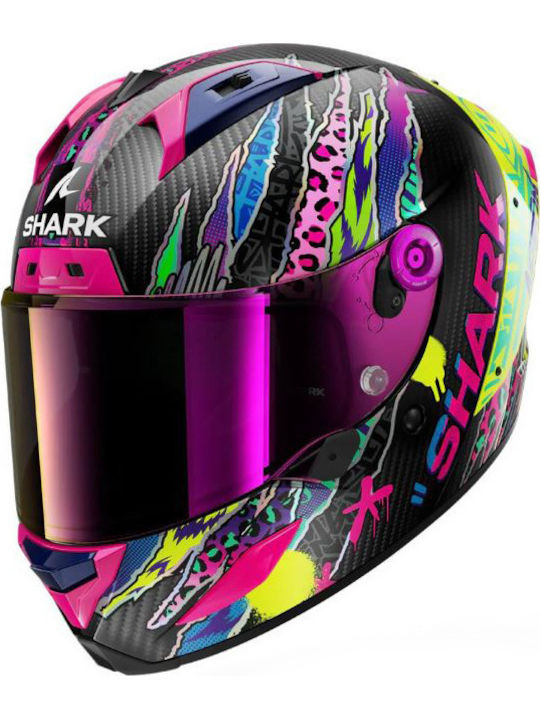 Shark Aeron Fawn Carbon/Violet/Yellow Motorcycle Helmet Full Face DOT / ECE 22.06 1410gr