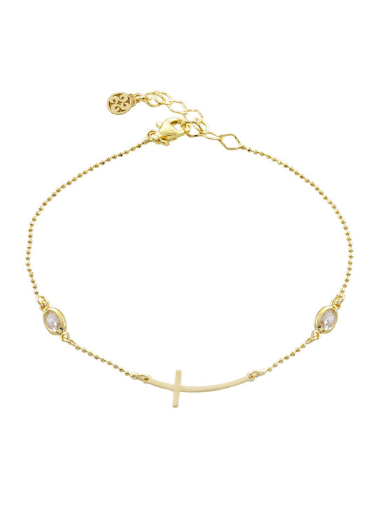 Oxette Women's Chain Bracelet with Cross Design in Silver with Zircon
